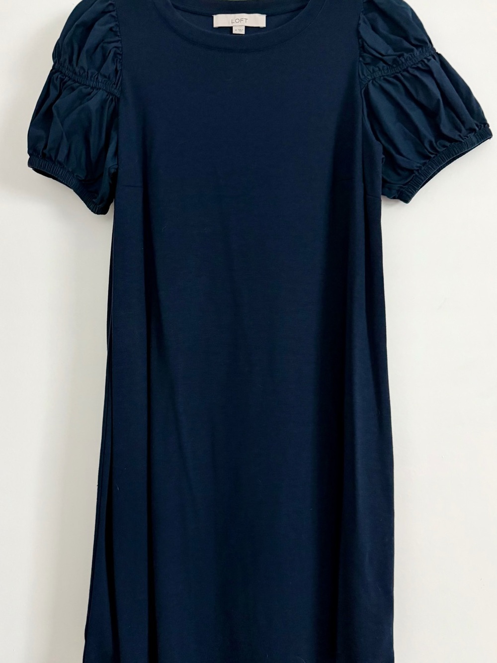LOFT Navy Puff Sleeve Mini Dress